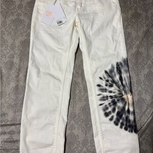 Zadig & Voltaire Straight Jeans Womens Size 26 Elton White Denim Tye Dye Judo